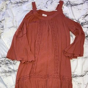 Burgundy off shoulder dress